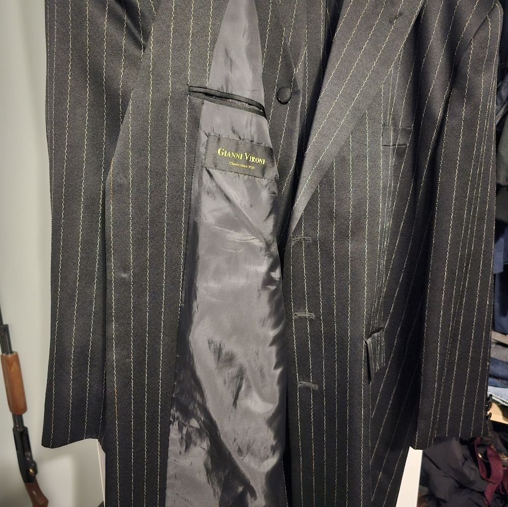 50L 3/4 length Gianni Vironi black white pin stripe